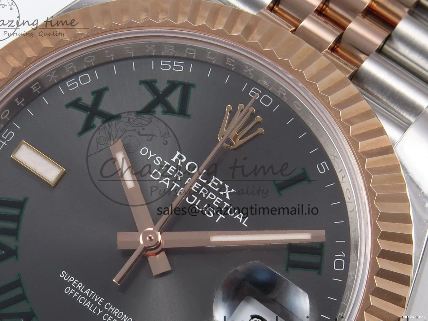 0122 DateJust 41 126331 ARF 1:1 Best Edition 904L Steel Gray Dial Green Roman Marker on SS RG Jubilee Bracelet SH3235（Gain Weight） FastDry 1103